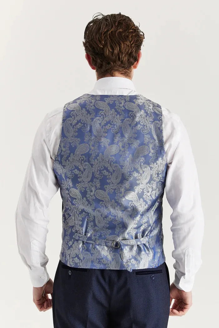 Regent - Terno Príncipe de Gales Xadrez de 3 Peças Masculino Azul Marinho
