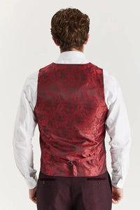 Regent - Terno Masculino de 3 Peças Xadrez Príncipe de Gales na Cor Vinho