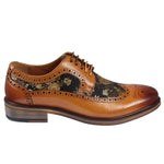 Ross - Sapatos Brogue Masculinos em Couro Marrom com Estampa Floral