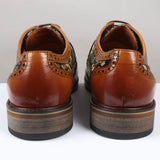 Ross - Sapatos Brogue Masculinos em Couro Marrom com Estampa Floral