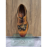 Ross - Sapatos Brogue Masculinos em Couro Marrom com Estampa Floral