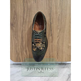 Ross - Sapatos Brogue de Couro Verde com Estampa Floral para Homens