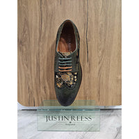 Ross - Sapatos Brogue de Couro Verde com Estampa Floral para Homens