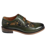 Ross - Sapatos Brogue de Couro Verde com Estampa Floral para Homens