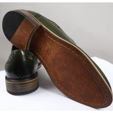 Ross - Sapatos Brogue de Couro Verde com Estampa Floral para Homens