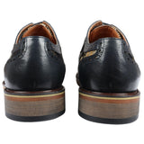 Ross - Sapatos Brogue Masculinos de Couro Azul Marinho com Estampa Floral