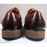 Ross - Sapatos Brogue Masculinos em Couro Vermelho com Estampa Floral