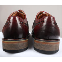 Ross - Sapatos Brogue Masculinos em Couro Vermelho com Estampa Floral