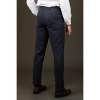 Ryan - Calças masculinas xadrez em tweed azul-marinho