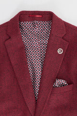 Terno masculino de tweed de 3 peças em espinha de peixe na cor vinho - STZ11