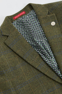 Terno masculino de 3 peças em lã tweed xadrez verde, azul e marrom, estilo Gatsby dos anos 1920