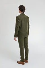 Terno masculino de 3 peças em lã tweed xadrez verde, azul e marrom, estilo Gatsby dos anos 1920