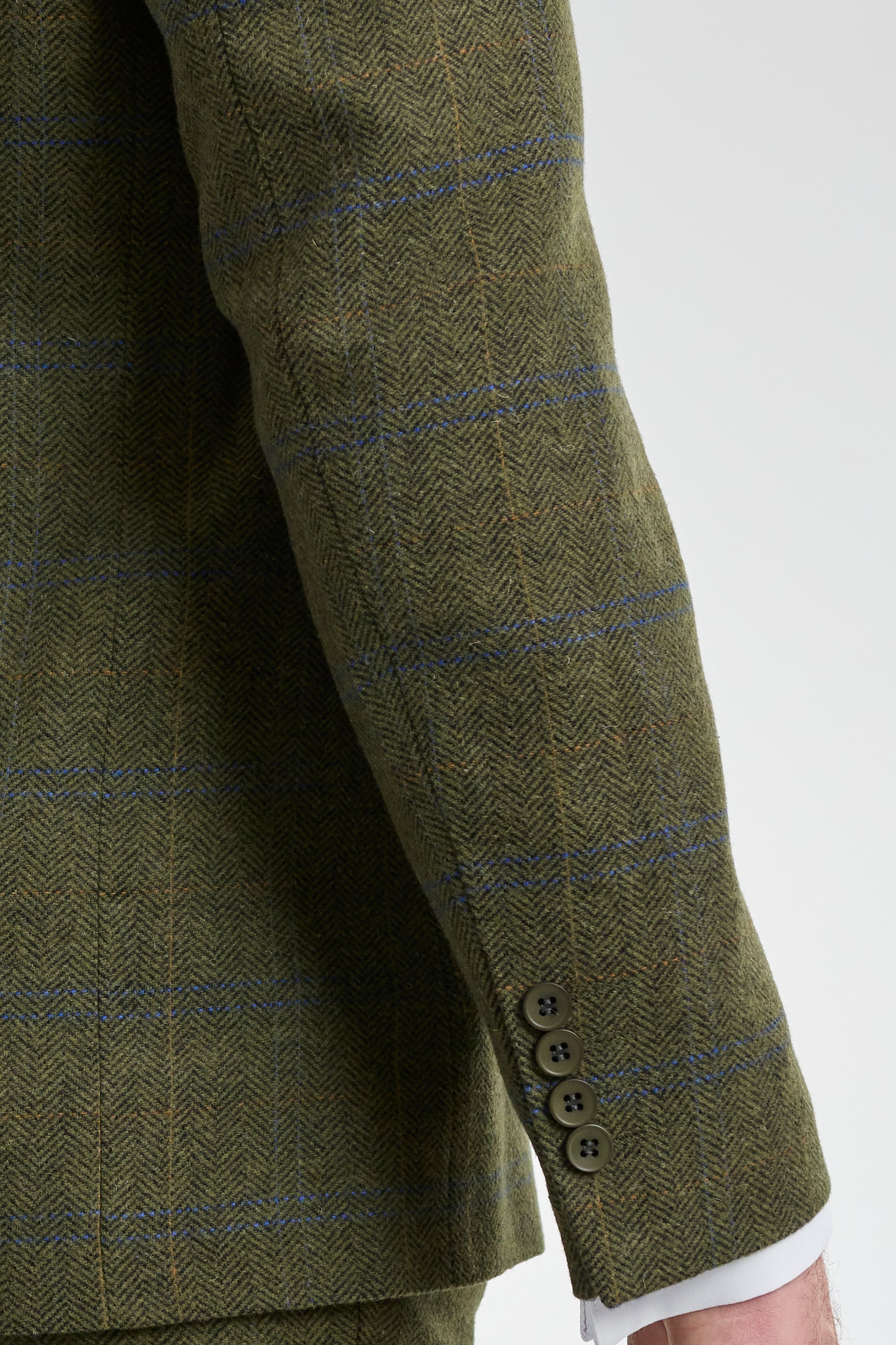 Terno masculino de 3 peças em lã tweed xadrez verde, azul e marrom, estilo Gatsby dos anos 1920