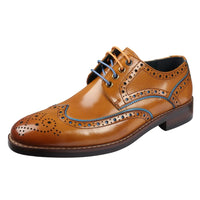 Simon - Sapatos Brogue Masculinos em Couro Marrom