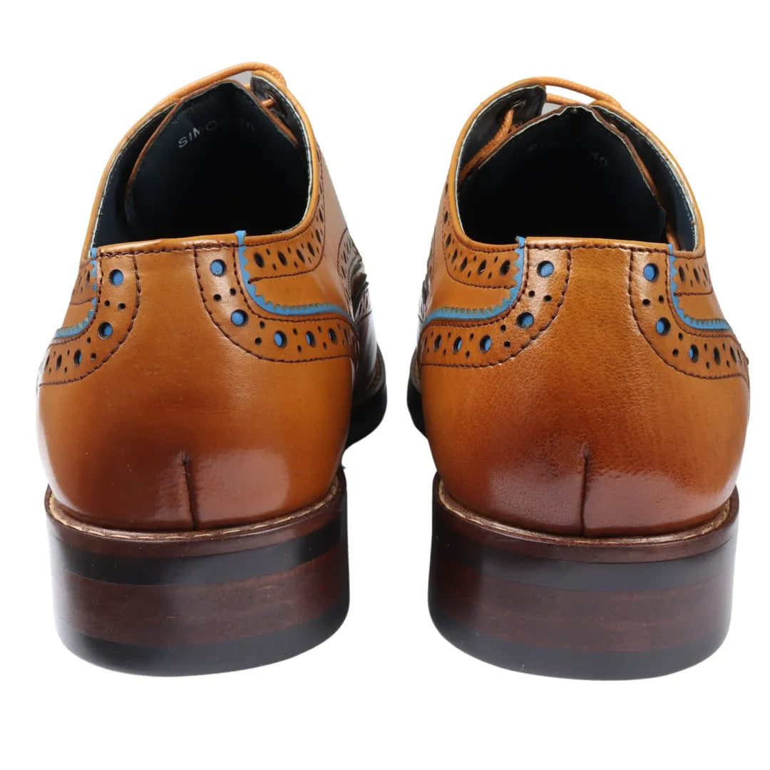 Simon - Sapatos Brogue Masculinos em Couro Marrom