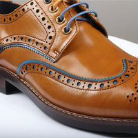 Simon - Sapatos Brogue Masculinos em Couro Marrom