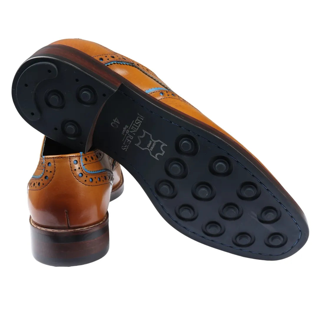 Simon - Sapatos Brogue Masculinos em Couro Marrom