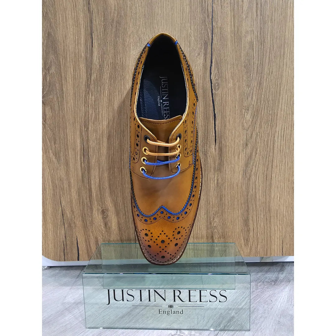 Simon - Sapatos Brogue Masculinos em Couro Marrom