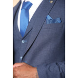 TP-24 - Terno masculino azul-marinho de linho de 3 peças para casamento no verão