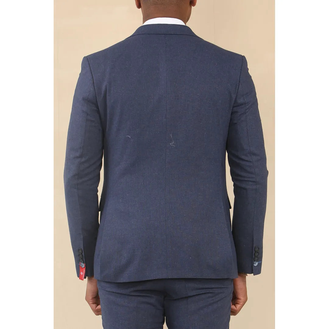 TP-24 - Terno masculino azul-marinho de linho de 3 peças para casamento no verão