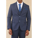 TP-24 - Terno masculino azul-marinho de linho de 3 peças para casamento no verão