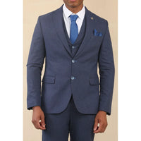 TP-24 - Terno masculino azul-marinho de linho de 3 peças para casamento no verão