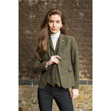 TPSTZ71 - Blazer feminino em tweed verde-oliva