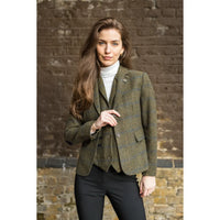 TPSTZ71 - Blazer feminino em tweed verde-oliva