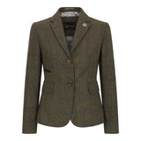 TPSTZ71 - Blazer feminino em tweed verde-oliva