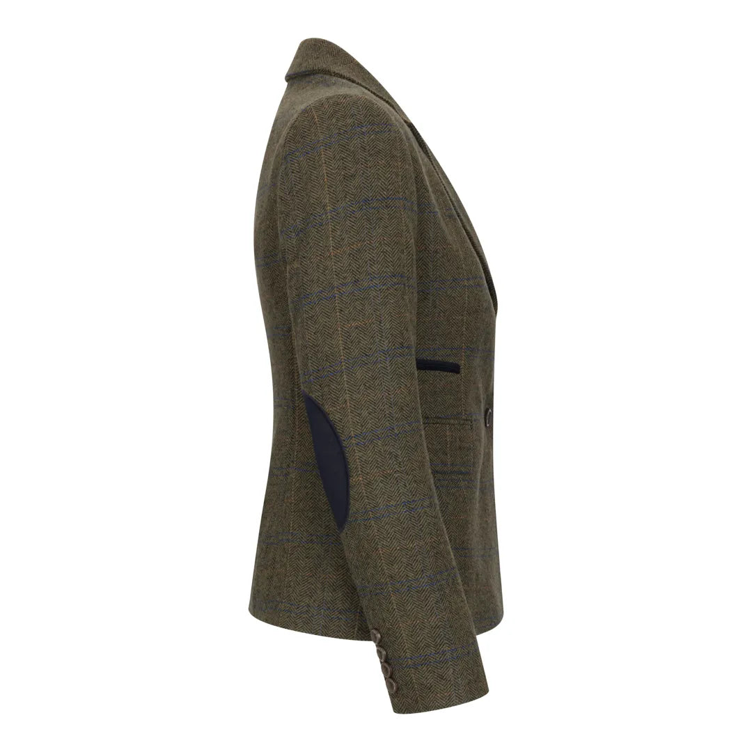 TPSTZ71 - Blazer feminino em tweed verde-oliva