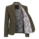 TPSTZ71 - Blazer feminino em tweed verde-oliva