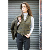 TPSTZ71 - Colete feminino em tweed verde-oliva