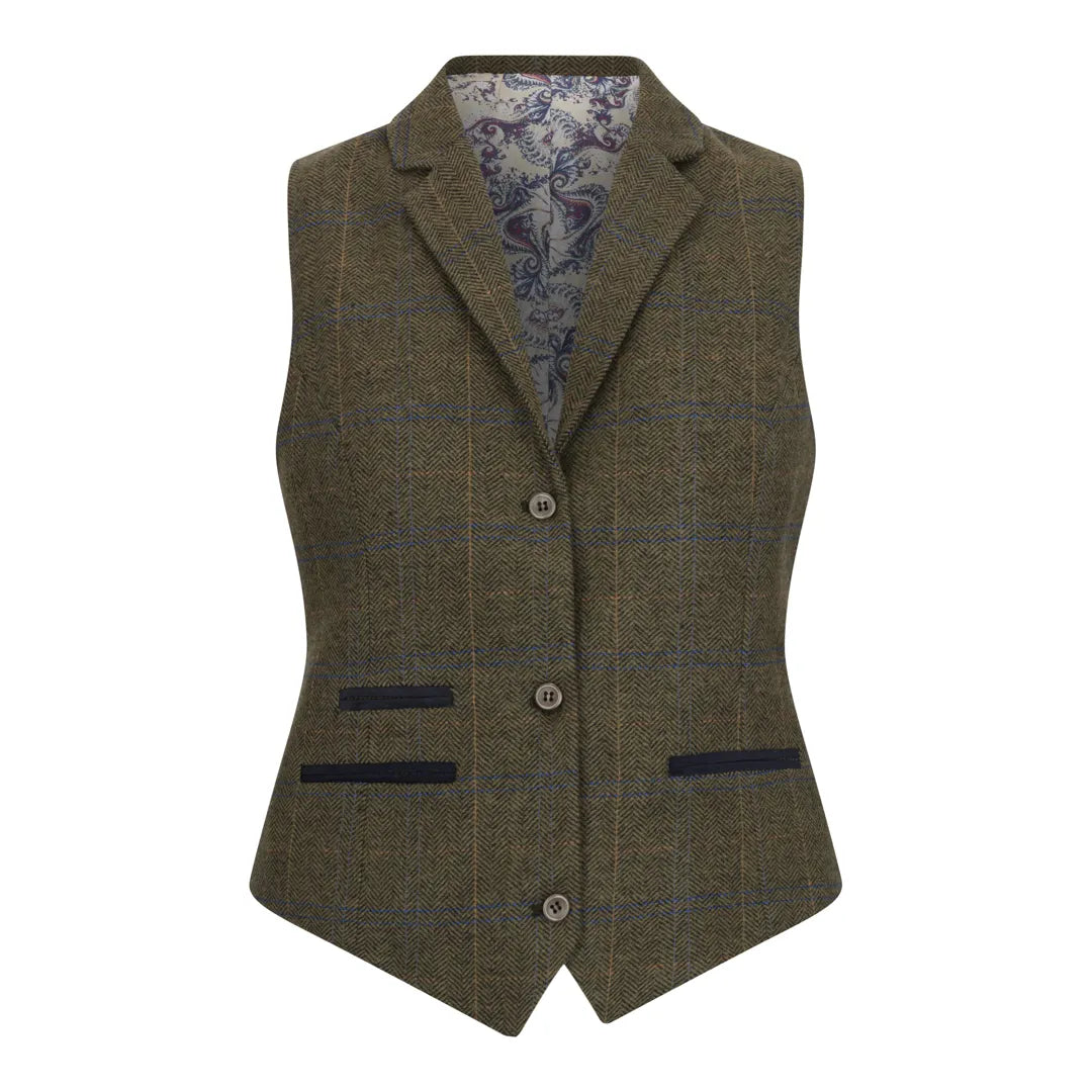 TPSTZ71 - Colete feminino em tweed verde-oliva