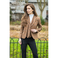 TPSTZ73 - Blazer feminino em tweed marrom carvalho