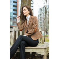 TPSTZ73 - Blazer feminino em tweed marrom carvalho