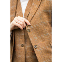 TPSTZ73 - Blazer feminino em tweed marrom carvalho