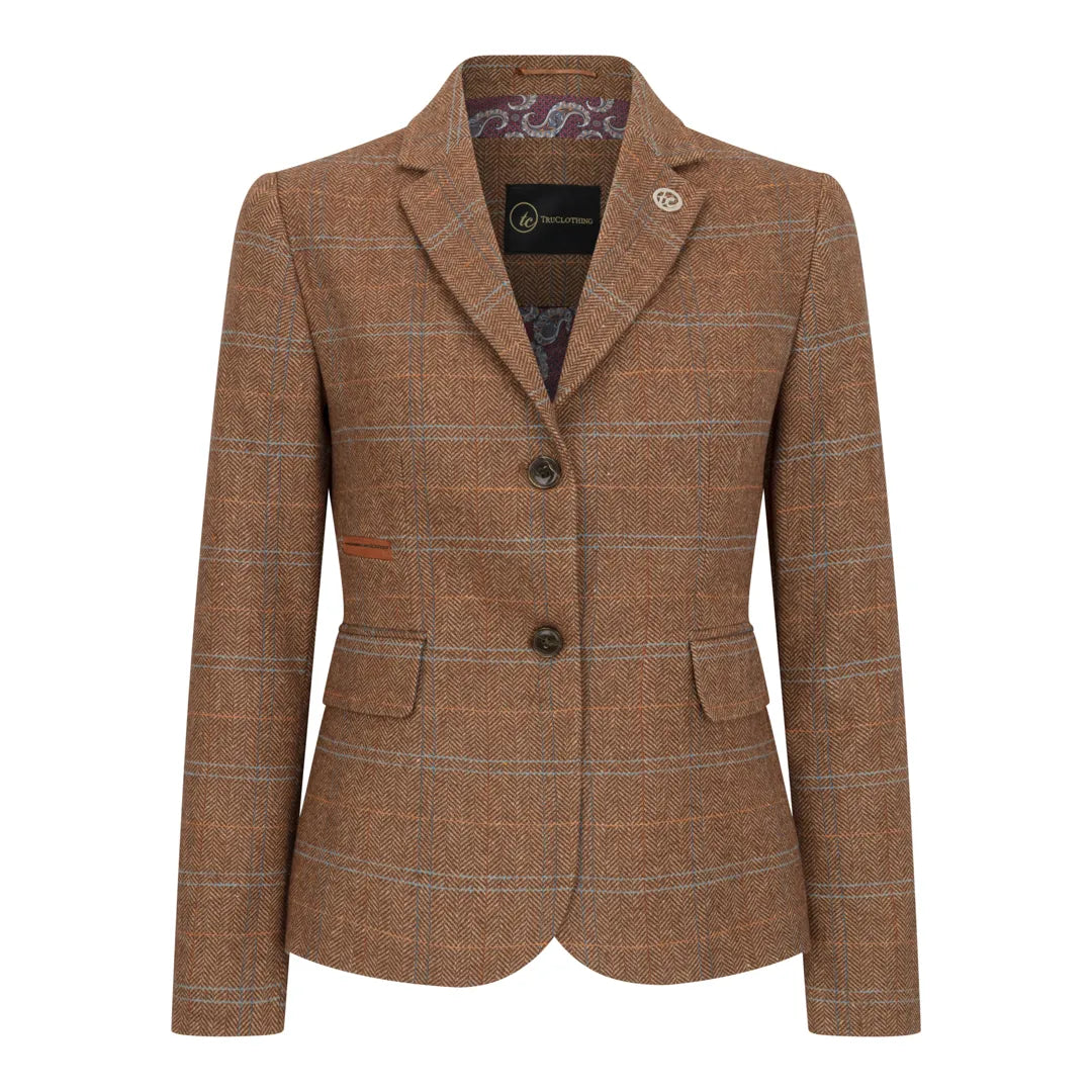 TPSTZ73 - Blazer feminino em tweed marrom carvalho