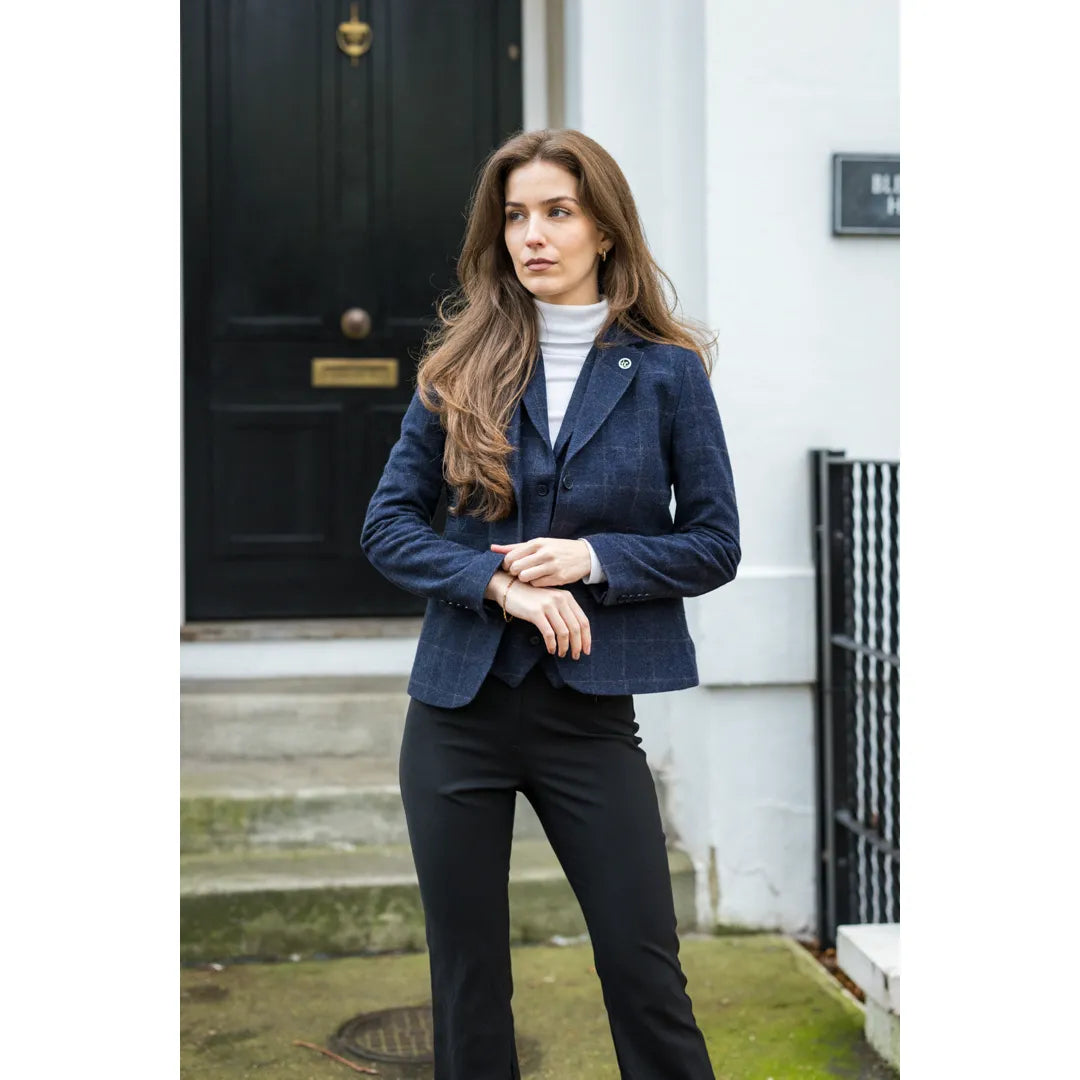 TPSTZ72 - Colete Blazer Feminino em Tweed Azul Marinho