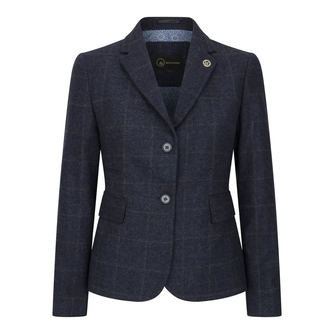 TPSTZ72 - Blazer feminino em tweed azul marinho