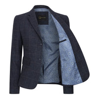 TPSTZ72 - Blazer feminino em tweed azul marinho
