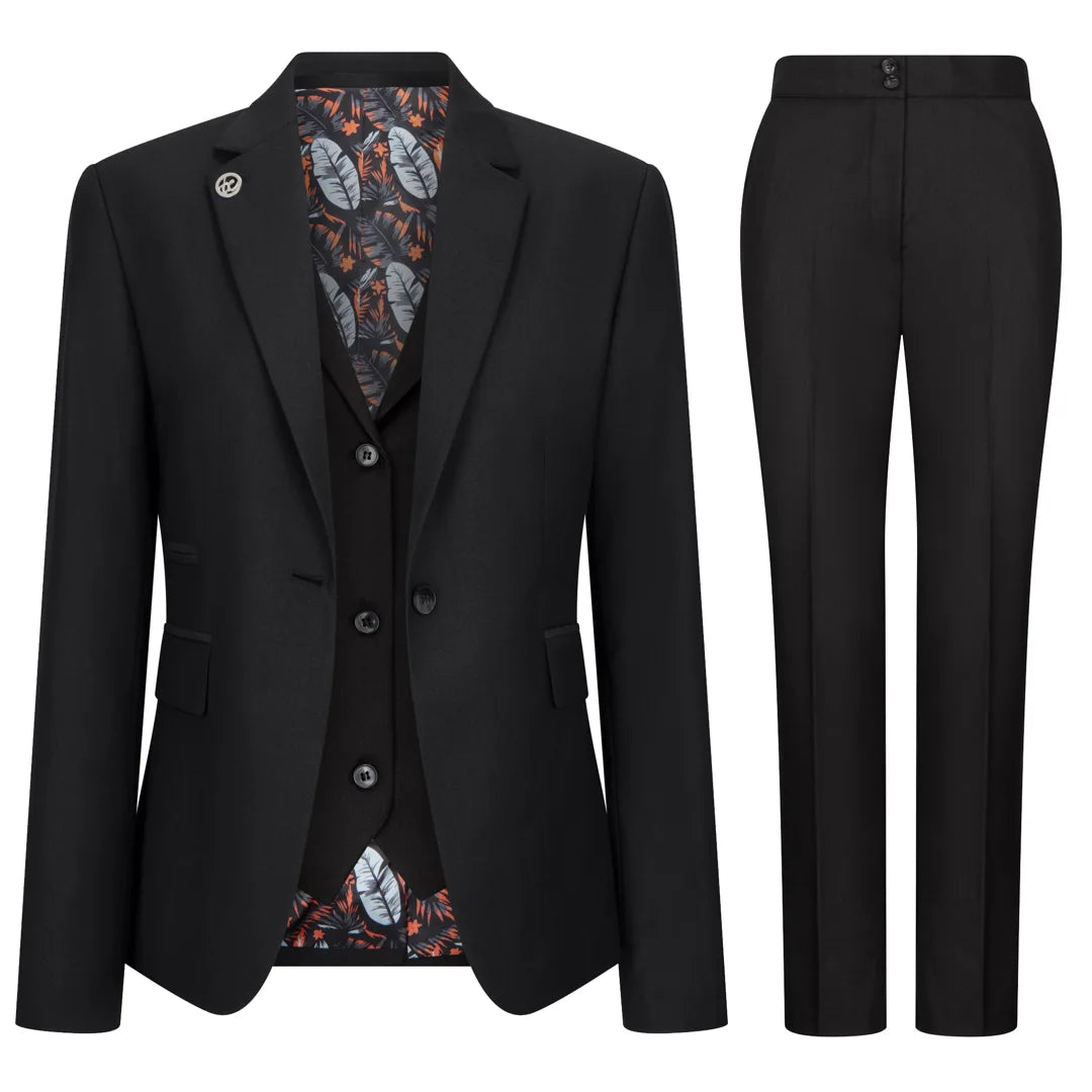 TPW-13 - Conjunto feminino preto liso de 3 peças