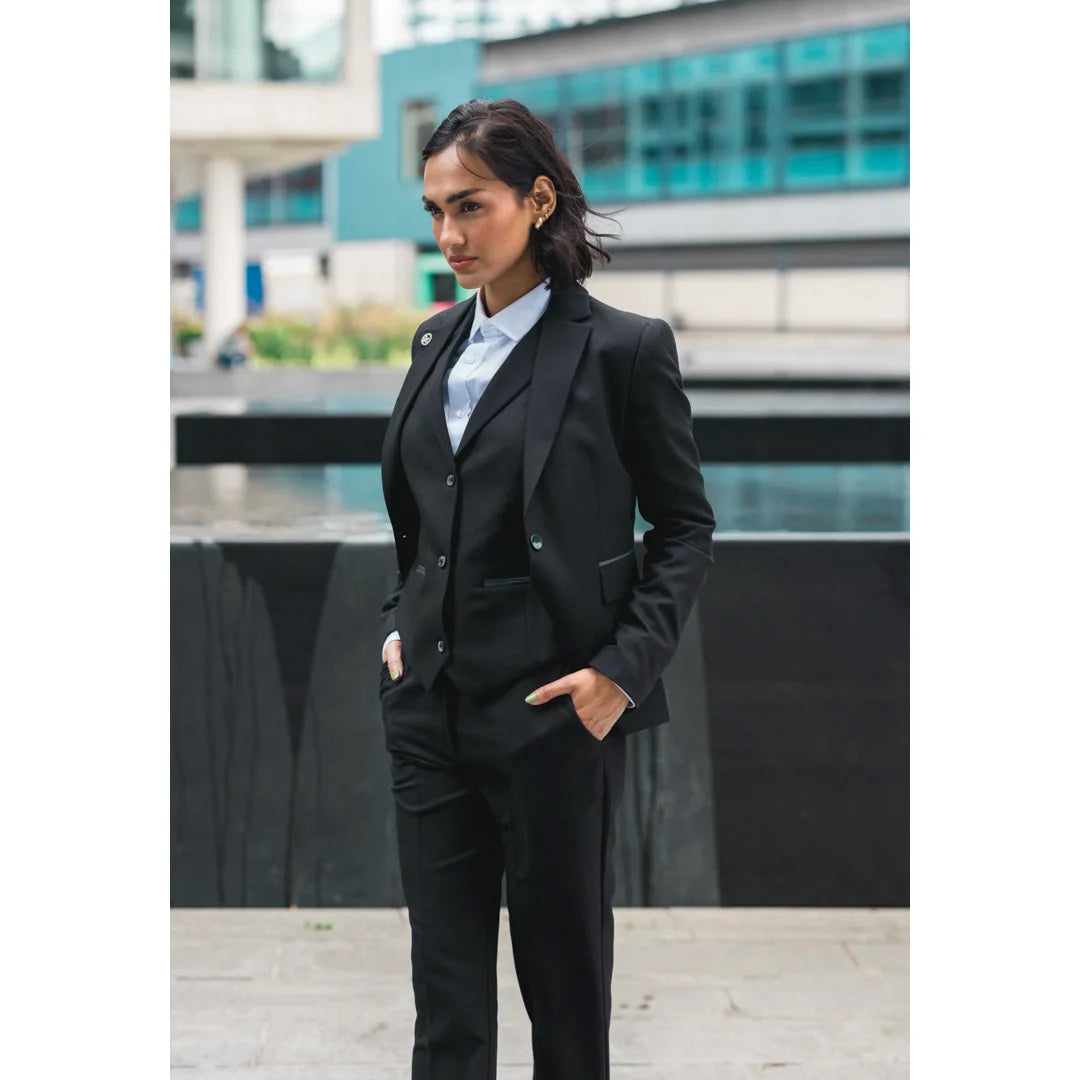 TPW-13 - Conjunto feminino preto liso de 3 peças