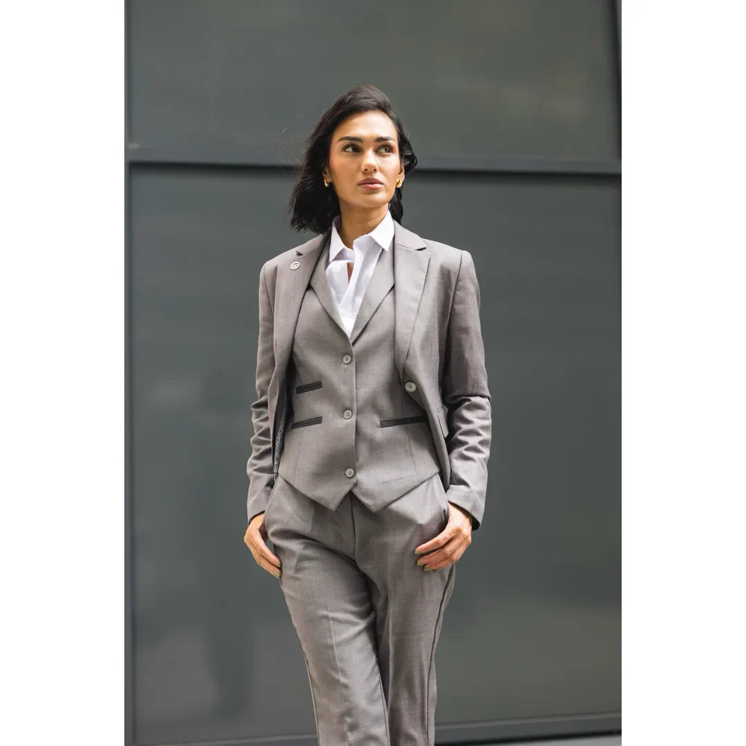 TPW-15 - Conjunto feminino de 3 peças cinza liso