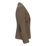 TPW-20 - Blazer feminino em tweed marrom com estampa pied-de-poule em mistura de lã