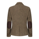 TPW-20 - Blazer feminino em tweed marrom com estampa pied-de-poule em mistura de lã