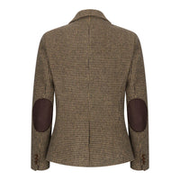 TPW-20 - Blazer feminino em tweed marrom com estampa pied-de-poule em mistura de lã