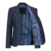 TPW52 - Terno feminino azul-marinho de 3 peças com estampa Príncipe de Gales