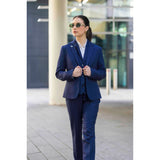 TPW-AK-04 - Terno feminino de tweed espinha de peixe de 3 peças na cor azul marinho