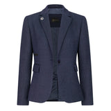 TPW-AK-04 - Terno feminino de tweed espinha de peixe de 3 peças na cor azul marinho