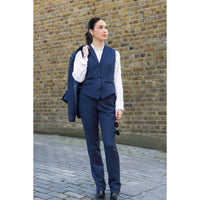 TPW-AK-04 - Terno feminino de tweed espinha de peixe de 3 peças na cor azul marinho